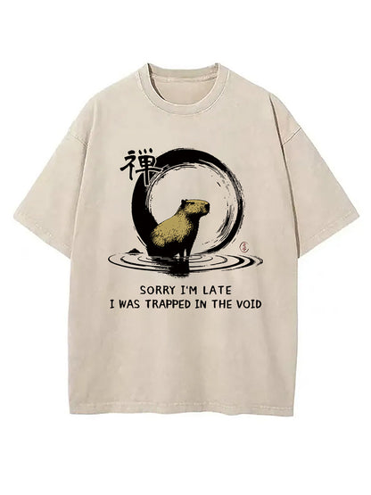 Cardydony Zen Capybara Was Trapped In The Void Washed T-shirt