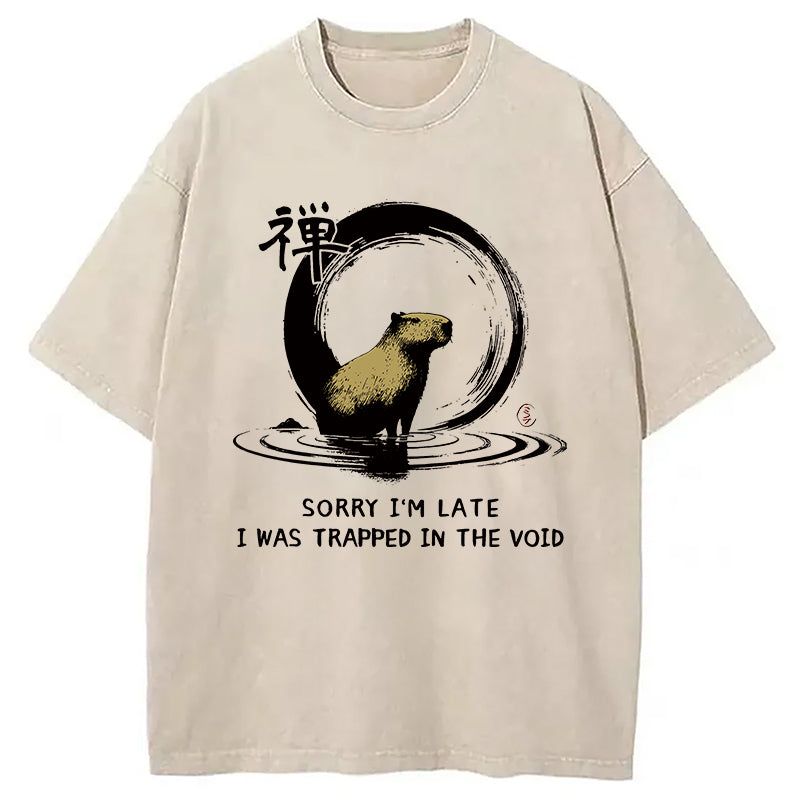 Cardydony Zen Capybara Was Trapped In The Void Washed T-shirt