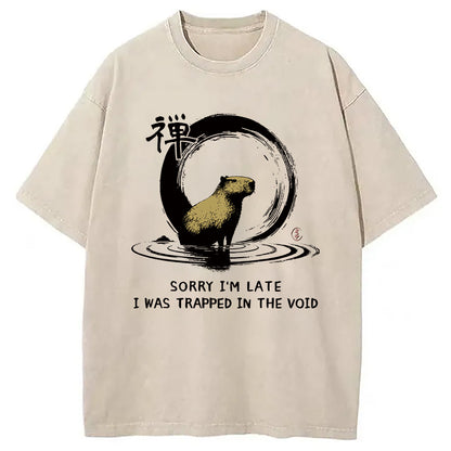 Cardydony Zen Capybara Was Trapped In The Void Washed T-shirt
