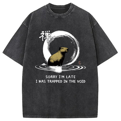 Cardydony Zen Capybara Was Trapped In The Void Washed T-shirt