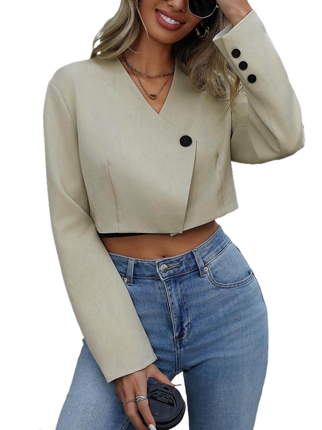 Cardydony Women's Chic Cropped Blazer - Your Perfect Spring Statement