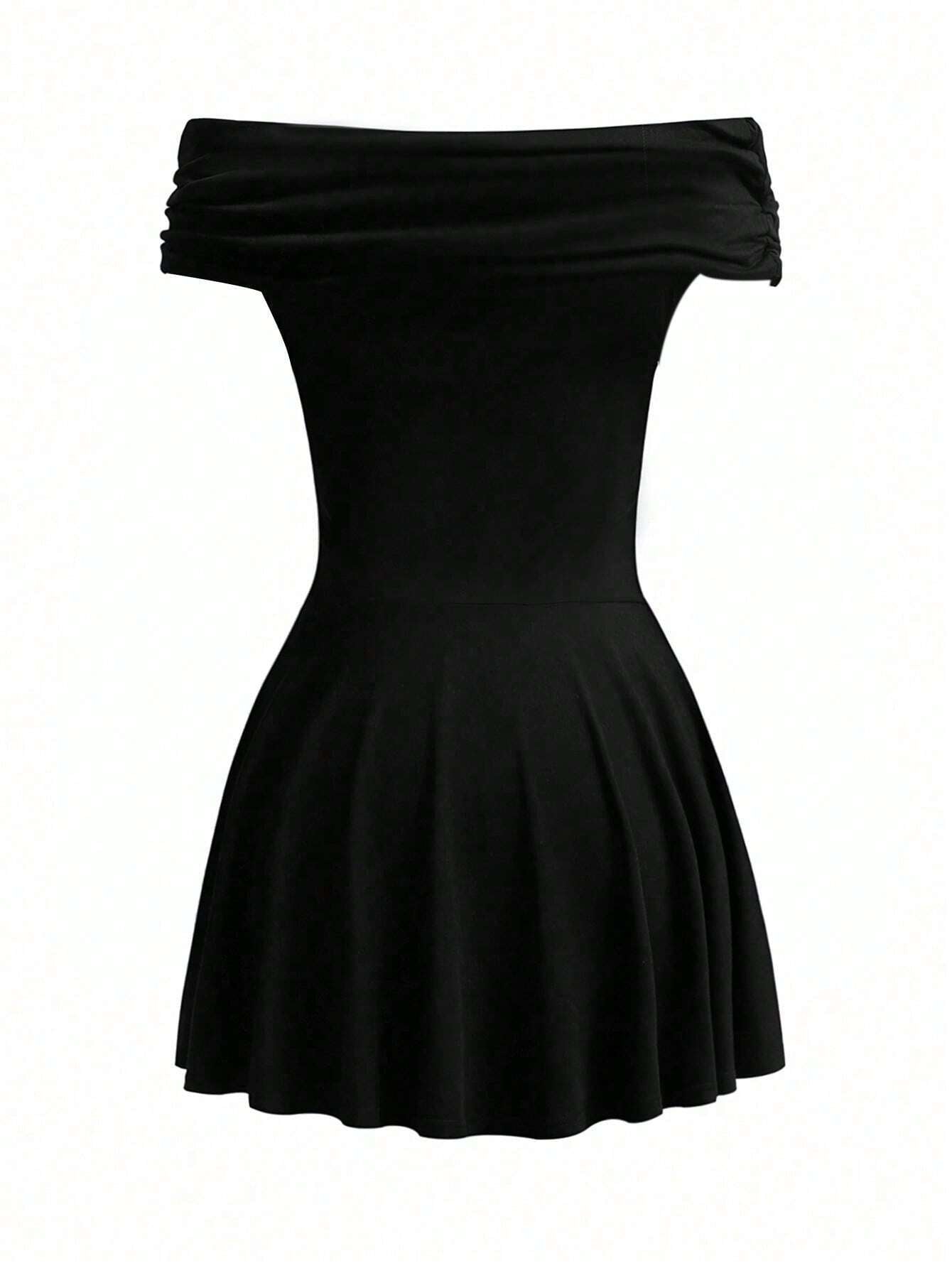 Cardydony Women's Off-Shoulder Elegant Black Mini Dress