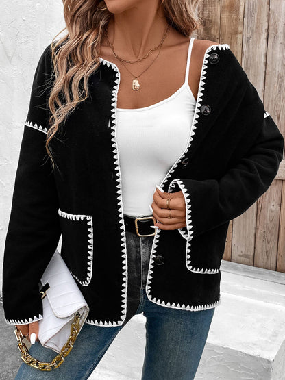 Cardydony Women's Contrast Stitch Cardigan - Chic Boho Vibes