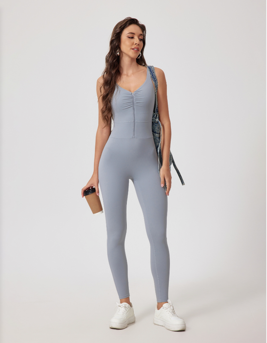 Cardydony Women's V-Neck Full-Length Activewear Jumpsuit - Sleek and Supportive Design for Effortless Movement