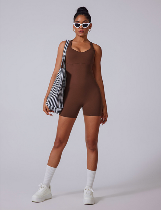 Cardydony Women's Cross-Back Active Romper - Stylish and Functional One-Piece Outfit