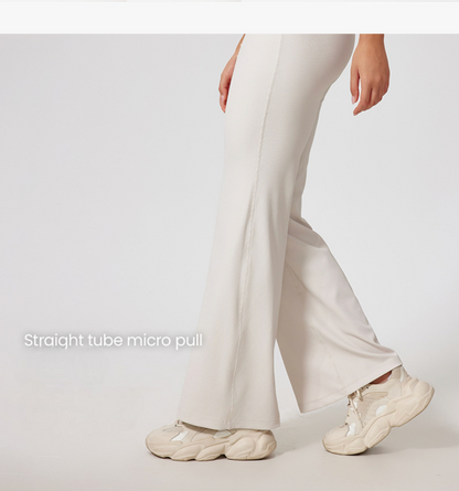 Cardydony Women's Wide-Leg Ribbed Yoga Pants - Effortless Comfort & Style