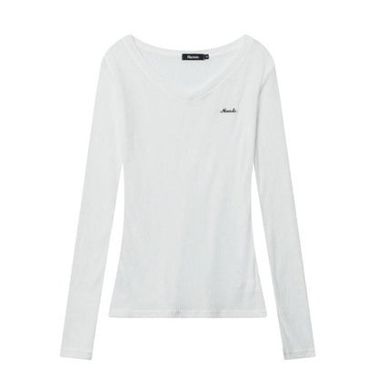 Cardydony Women's Sheer Ribbed Long Sleeve Top | Y2K Essential
