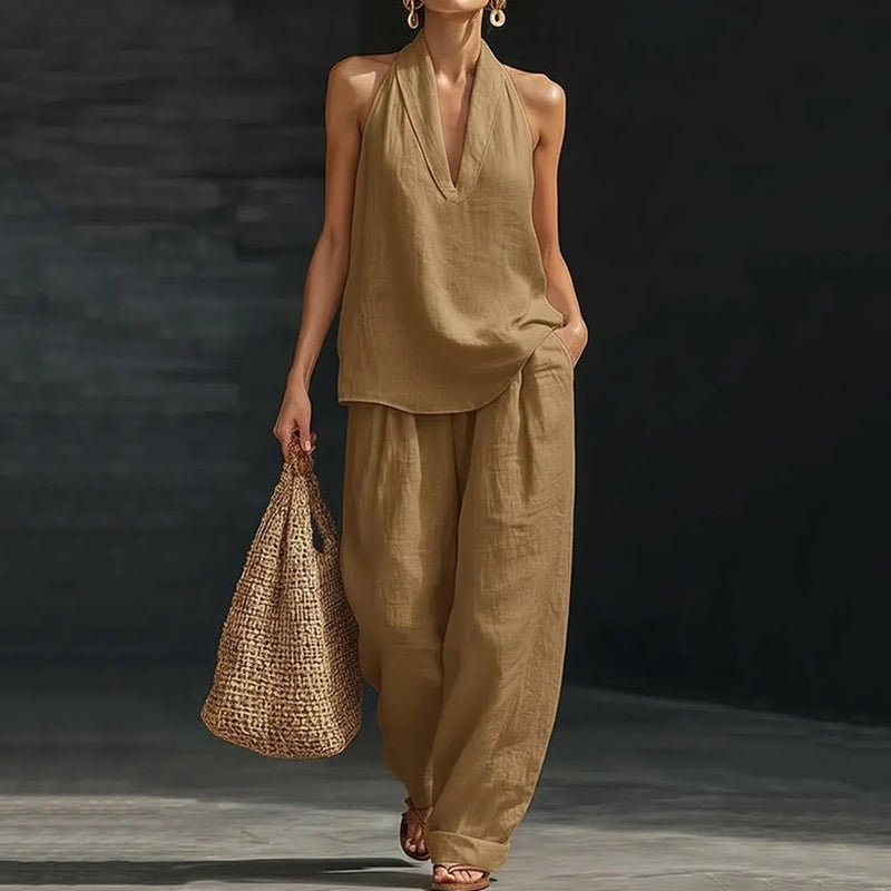 Cardydony V-neck Tank Top & Pants Two Piece Set