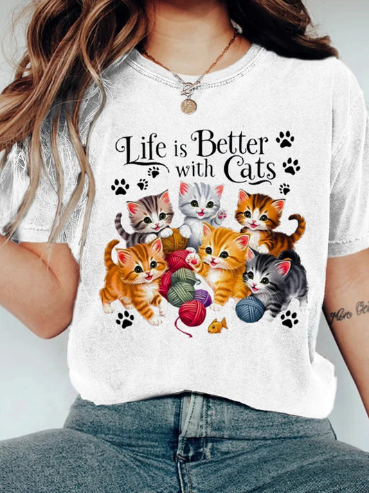Cardydony Playing With A Ball Of Yarn Kitten Short-sleeved T-shirt
