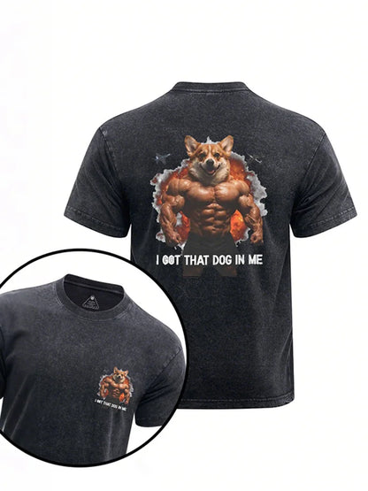 Cardydony I Got That Dog In Me Printed Washed Gym Shirt