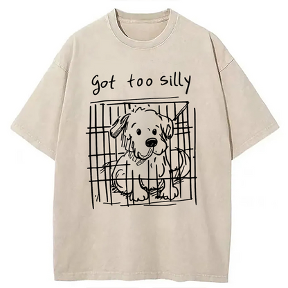 Cardydony Got Too Silly Funny Dog Meme Washed T-shirt