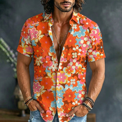 Cardydony Vintage 1970s Aloha Hippie Floral Shirt