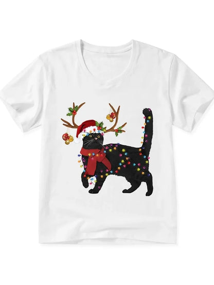 Cardydony Christmas Black Cat V-neck Classic T-shirt