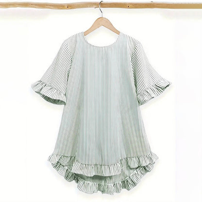Cardydony Women's Striped Crew Neck Loose Shirt