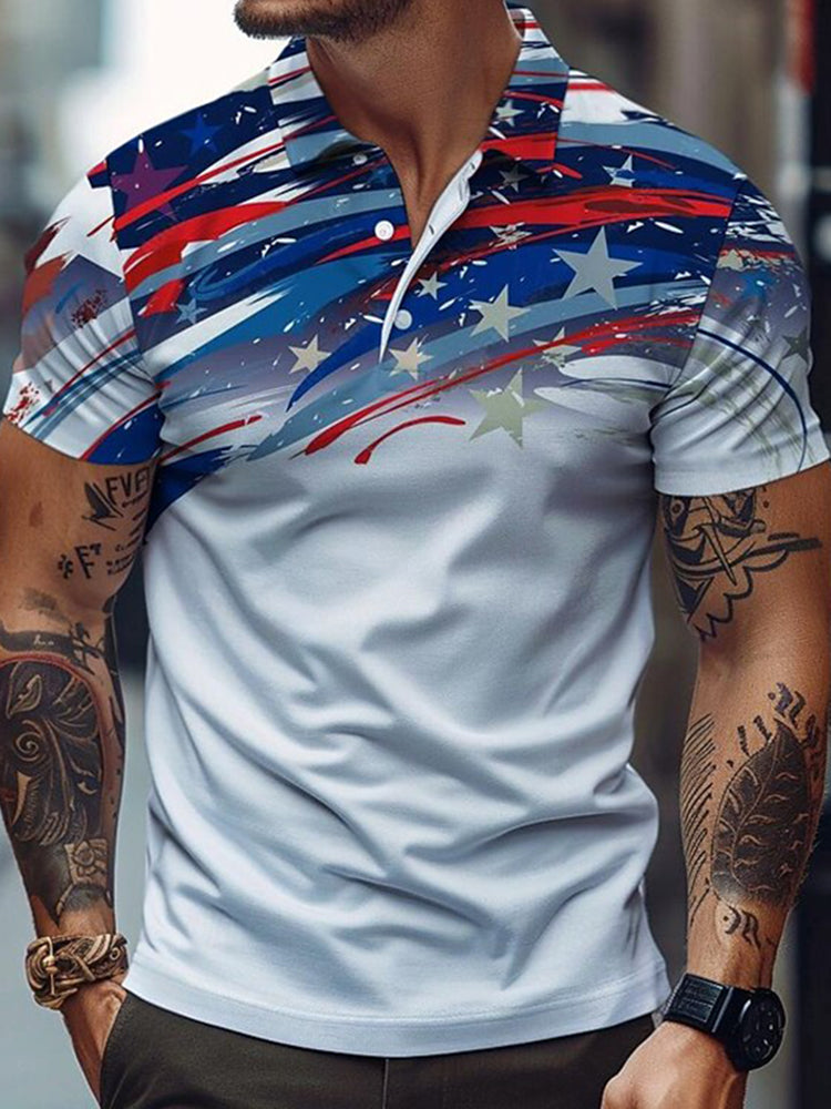Cardydony Men's Vintage America's 250th Anniversary Print Polo Shirt