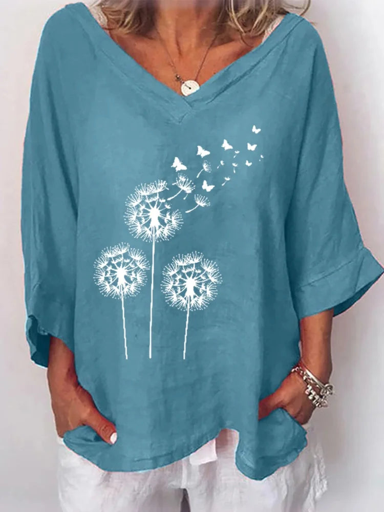 Cardydony Women'S Dandelion Print Casual Top
