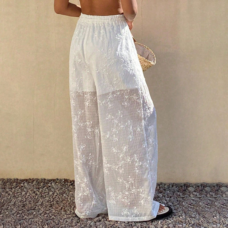 Cardydony Lace Jacquard Drapey Wide-leg Pants