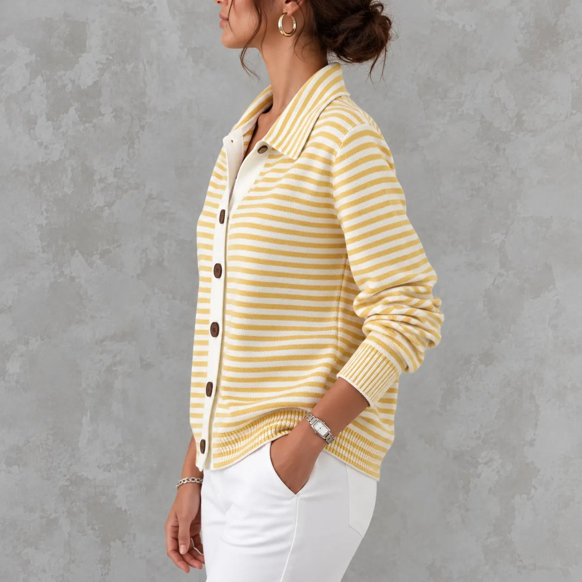 Cardydony Elegant Knitted Striped Cardigan