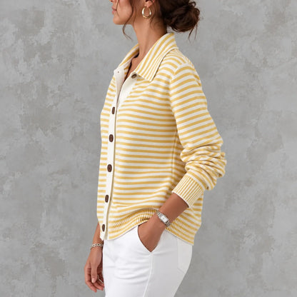Cardydony Elegant Knitted Striped Cardigan