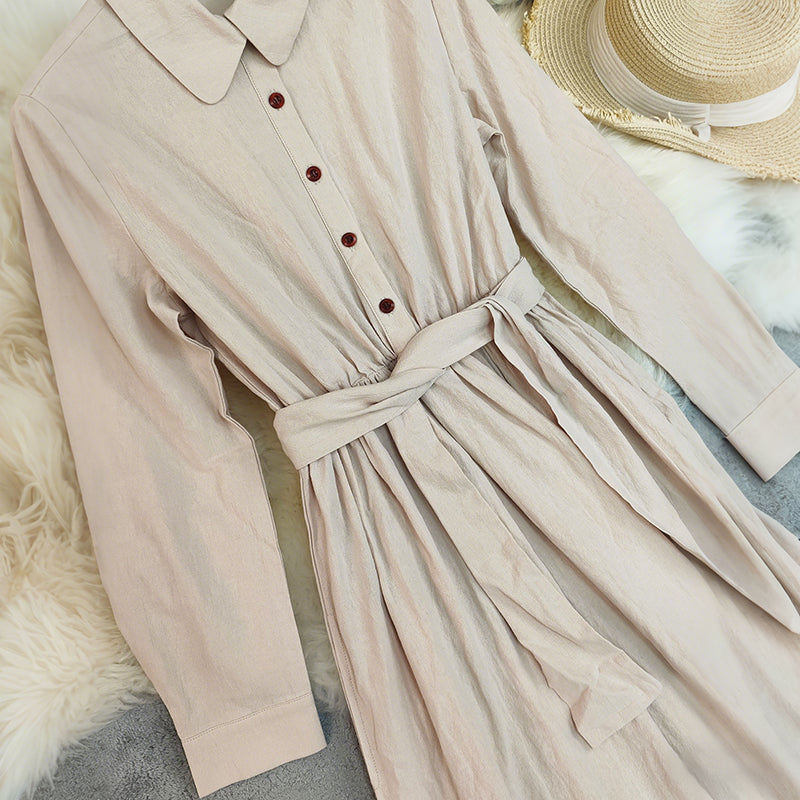 Cardydony Women's Boho Solid Color Buttons Linen Blend Maxi Dress