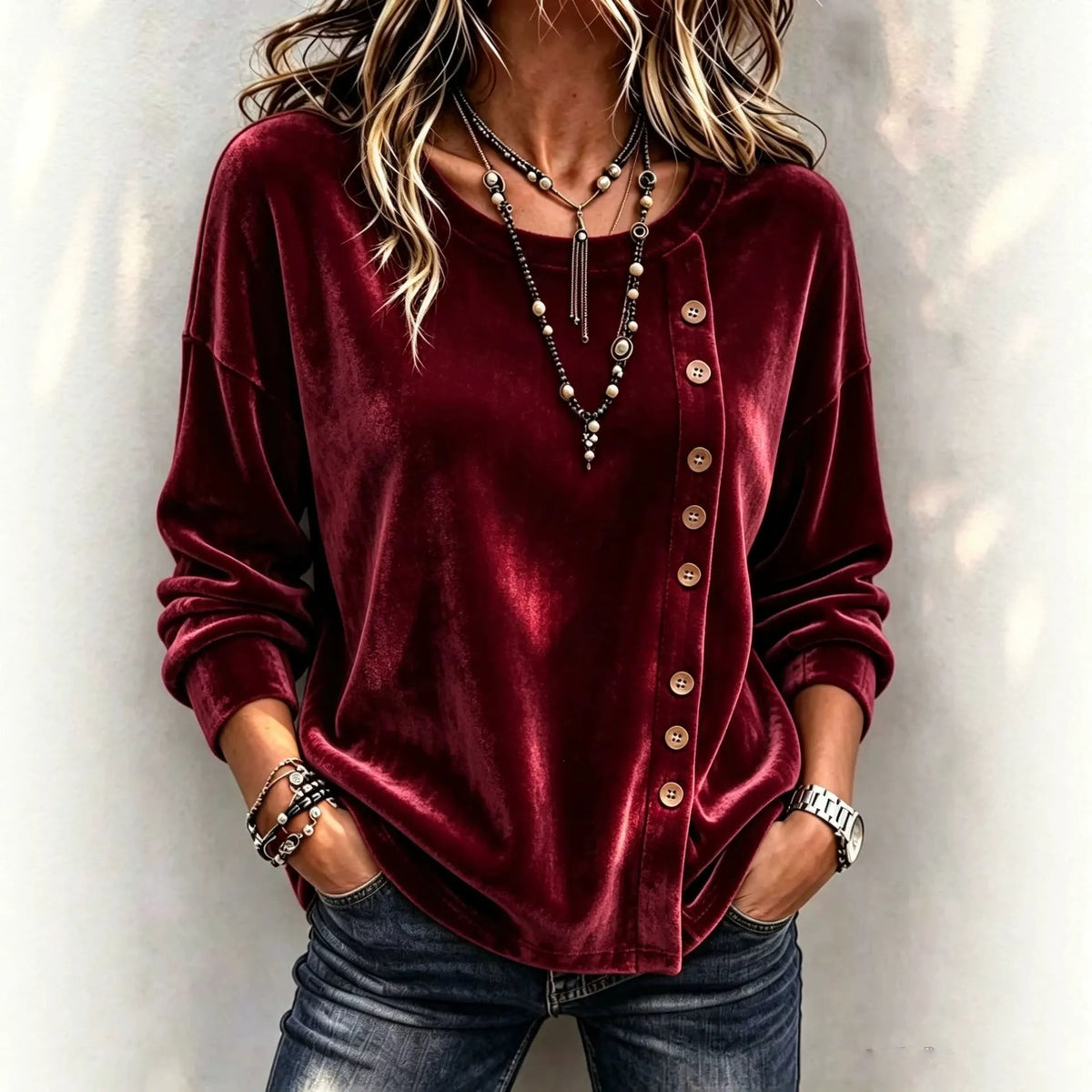 Cardydony Women's Fall Winter Cozy Elegant Velvet Top