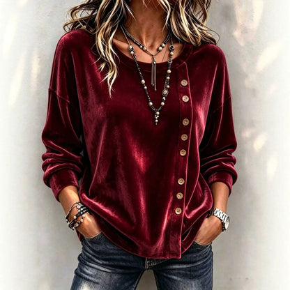 Cardydony Women's Fall Winter Cozy Elegant Velvet Top