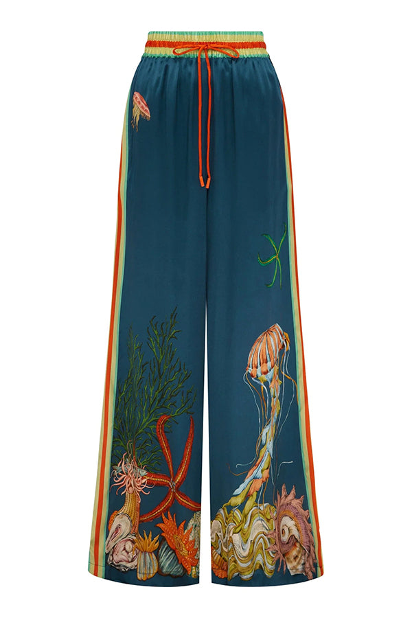 Cardydony Women's Linen Blend Unique Print Lapel Short Sleeve Shirt and Elastic Waist Loose Pocket Wide Leg Pants Set