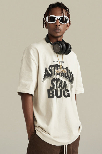 Cardydony Women's Asteroid Star Graphic Tee | Washed Oversized Streetwear T-Shirt for Women