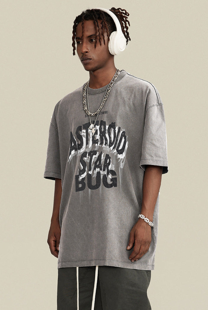 Cardydony Women's Asteroid Star Graphic Tee | Washed Oversized Streetwear T-Shirt for Women