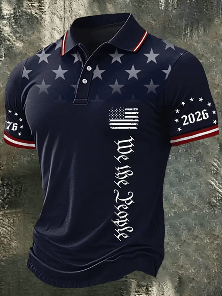 Cardydony Men's U.s. Anniversary Commemorative Printed Polo Shirt