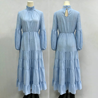 Cardydony Women's Bohemian Ruffle Neck Relaxed Fit Tiered Maxi Dress