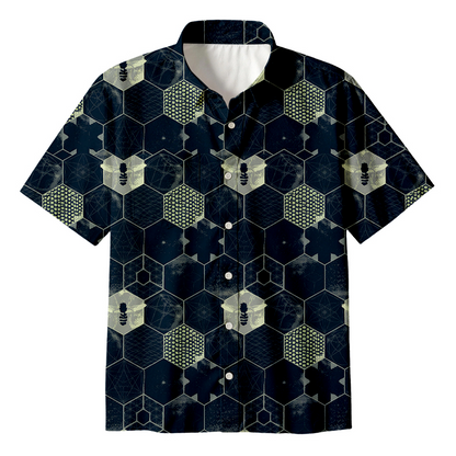 Cardydony Men's The Beauty Of Mathematics Geometric Figures Button Up Pocket Shirt