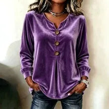Cardydony Women's Fall Winter Cozy Elegant Velvet Top