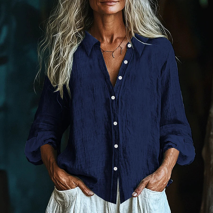 Cardydony Vintage Elegant Art Linen Ruffle Shirt