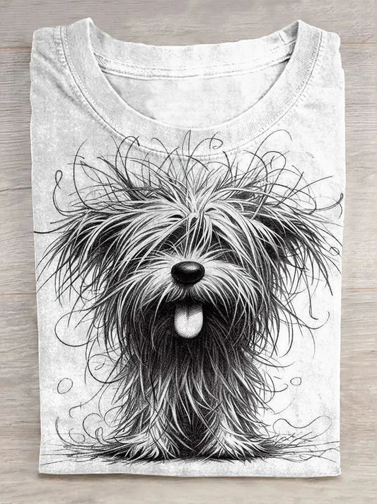Cardydony Funny Cute Dog Art Print Casual Short Sleeve T-Shirt