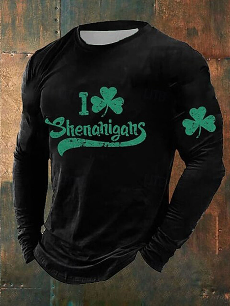 Cardyodny Men's Casual St. Patrick's Day Long-sleeved T-shirt