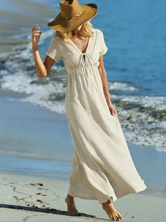 Cardydony Casual Boho Strap Design Cotton Linen Cozy Dress