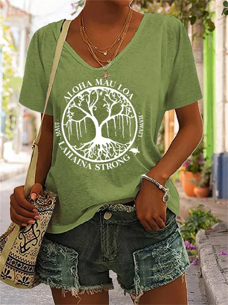 Cardydony Women's Lahaina Strong Support MAUI V-Neck Tee
