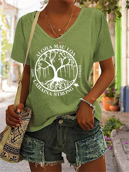 Cardydony Women's Lahaina Strong Support MAUI V-Neck Tee