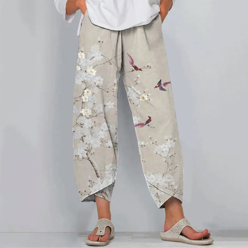 Cardydony Floral Print Loose Casual Pants