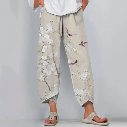 Cardydony Floral Print Loose Casual Pants