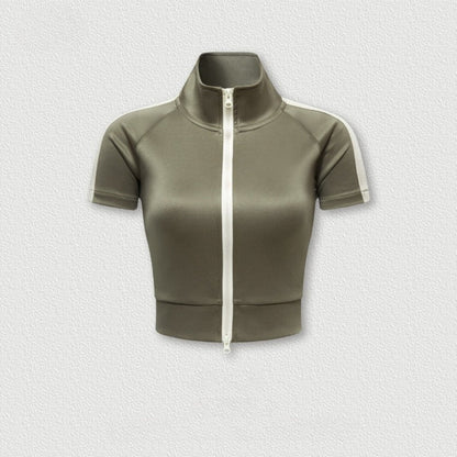 Cardydony Women's Zip-Up Crop Top | Y2K Athletic Style