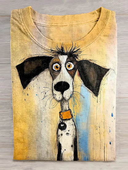 Cardydony Dog Art Print Casual Short Sleeve T-Shirt
