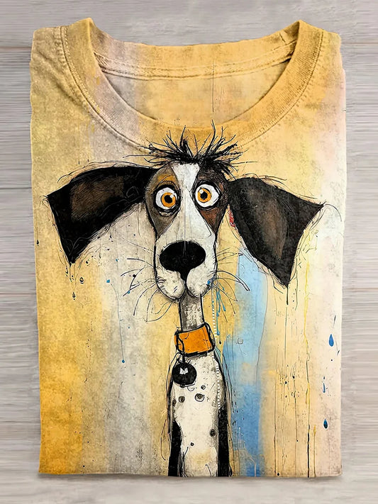 Cardydony Dog Art Print Casual Short Sleeve T-Shirt