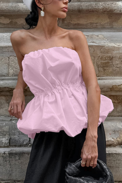Cardydony Women's Solid Color Sleeveless Off-shoulder Elastic Waist Strapless Top
