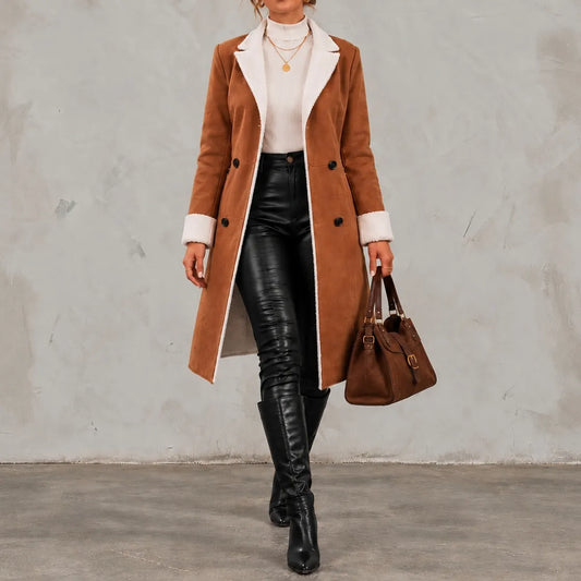 Cardydony Elegant Plush Mid-length Coat