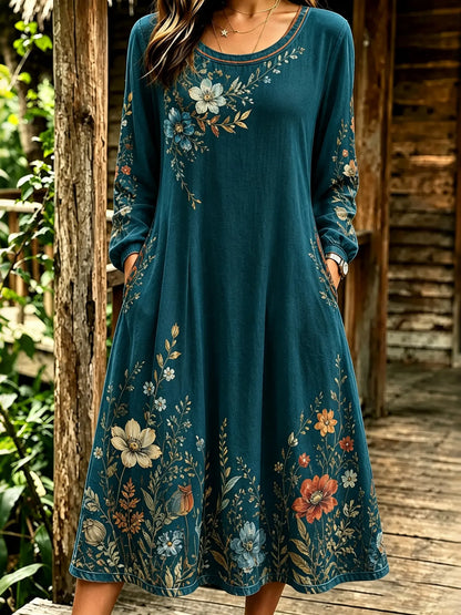 Cardydony Women's Floral Art Print Midi Dress