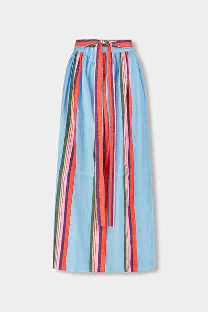 Cardydony Women's Stylish Striped Print V-neck Cropped Top and Elastic Waist Casual Maxi Skirt Set