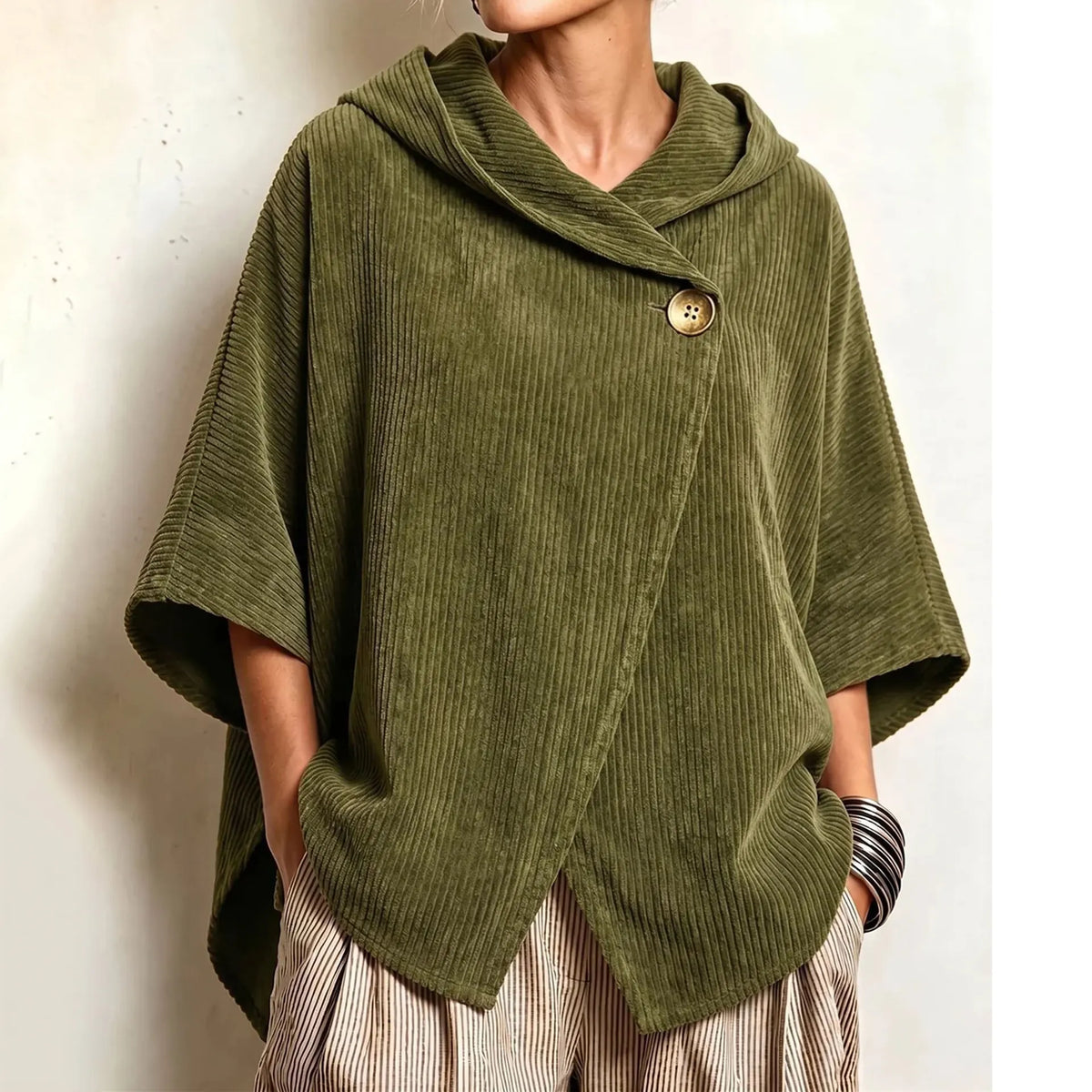 Cardydony Women's Fall Winter Cozy Asymmetric Corduroy Top