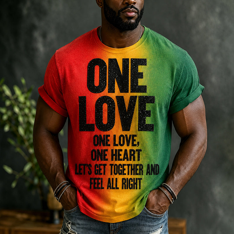 Cardydony Men's One Love Gradient Short-sleeved T-shirt